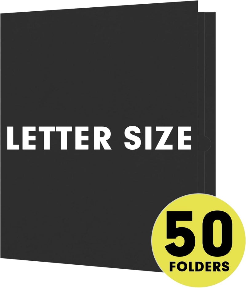 RAZCC Two Pocket Folders, 50 Pack 2 Pocket Folders Fit Letter Size Paper, Paper Folders with Pockets for School Office Business Home, Black - Image 4